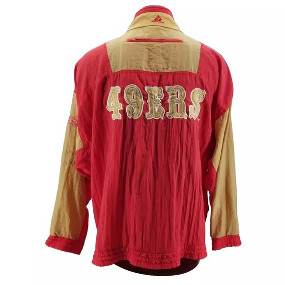 VINTAGE San Francisco 49ers Windbreaker Jacket Red APEX One NFL Mens 3xl - Picture 2 of 13